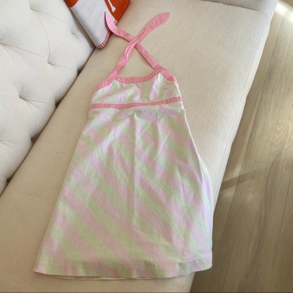 Lily Pulitzer Pink & Green Stripped Halter Dress